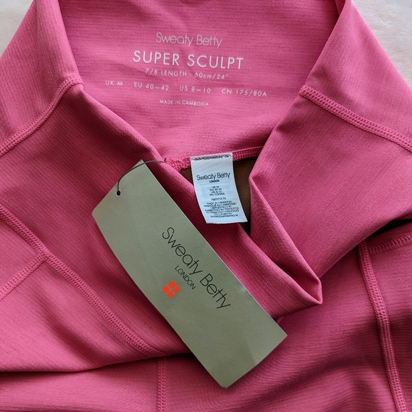 Sweaty Betty Leggings Super Sculpt High Rise 7/8 Side Pocket Pink M (8/10) NWT - Picture 16 of 16